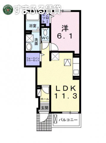 シエル エトワール(1LDK/1階)の間取り写真