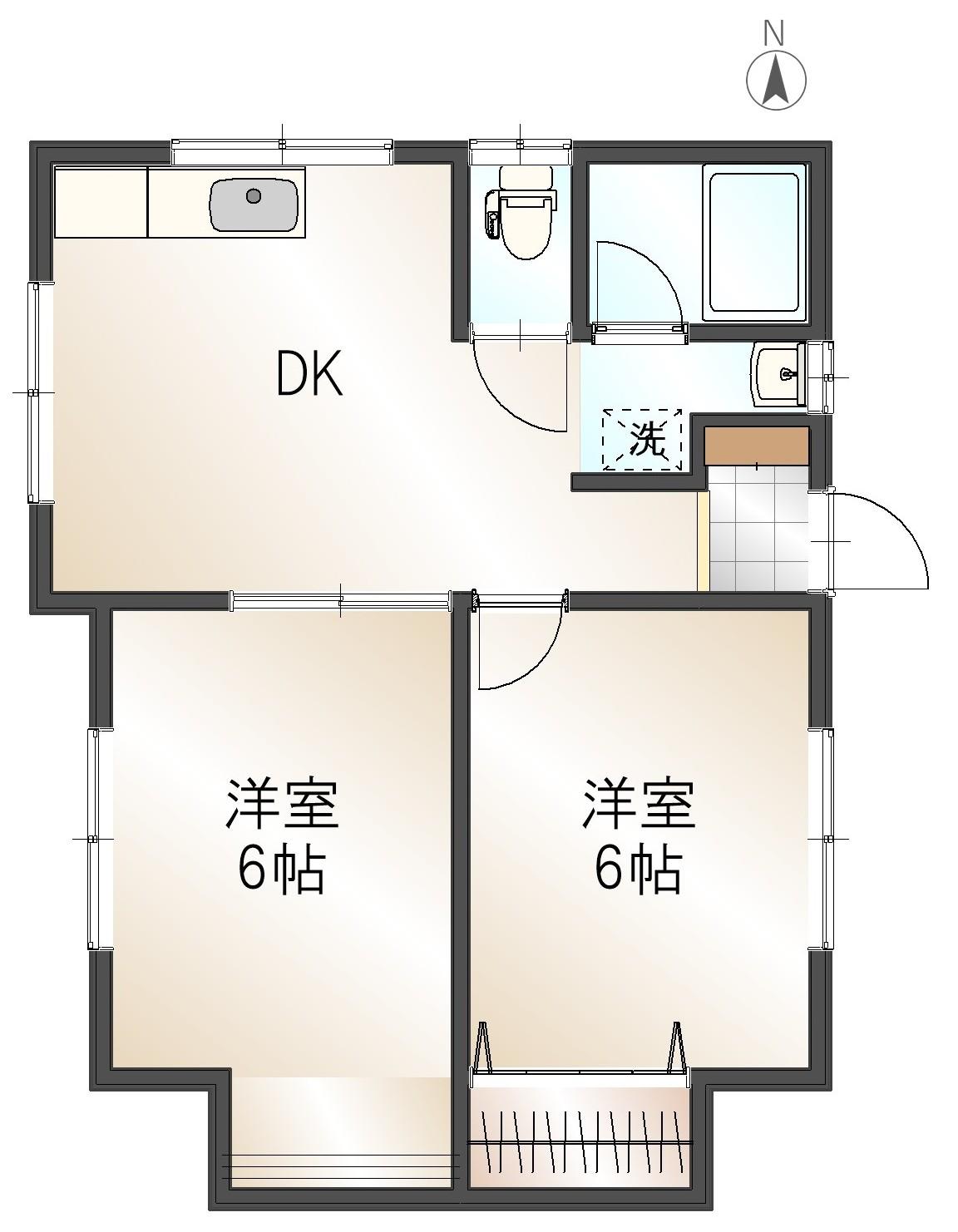 コスモハイツ(2DK/1階)の間取り写真