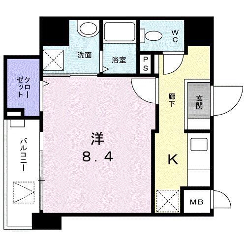 パサージュ(1K/4階)の間取り写真
