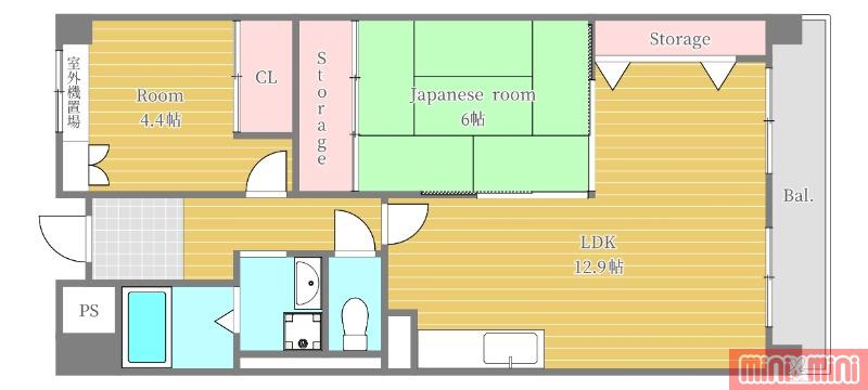 ロイヤル鶴見(2LDK/6階)の間取り写真