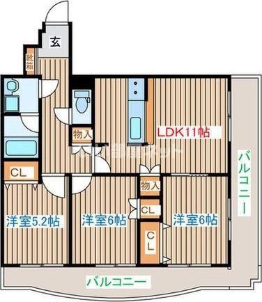 ガーネットヒルズ広瀬町(3LDK/2階)の間取り写真
