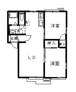 ハイツレインボー A棟(2LDK/2階)の間取り写真