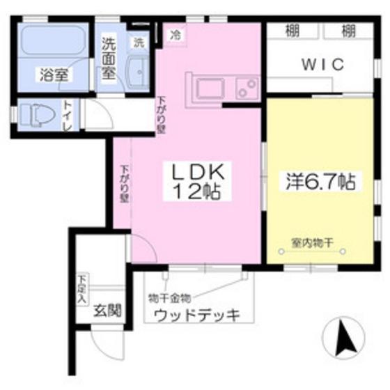 あ とりえ(1LDK/1階)の間取り写真