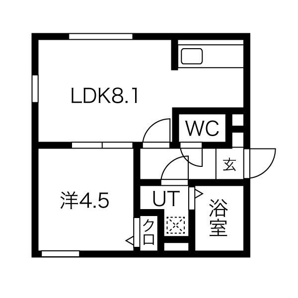 ステラ中の島(1LDK/2階)の間取り写真