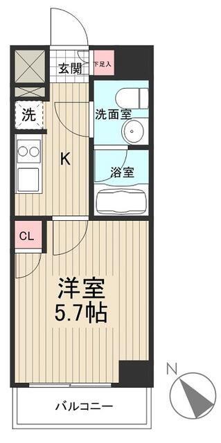 RISING PLACE堀切(1K/4階)の間取り写真