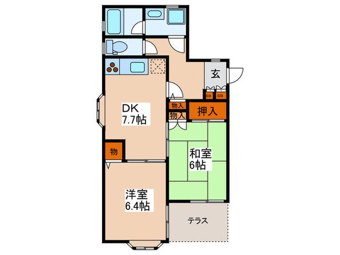 コープハイツ善福寺(2DK/1階)の間取り写真