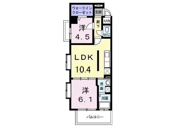 ファルフォーレ博多(2LDK/3階)の間取り写真
