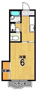 エスポワール一乗寺(1K/2階)の間取り写真
