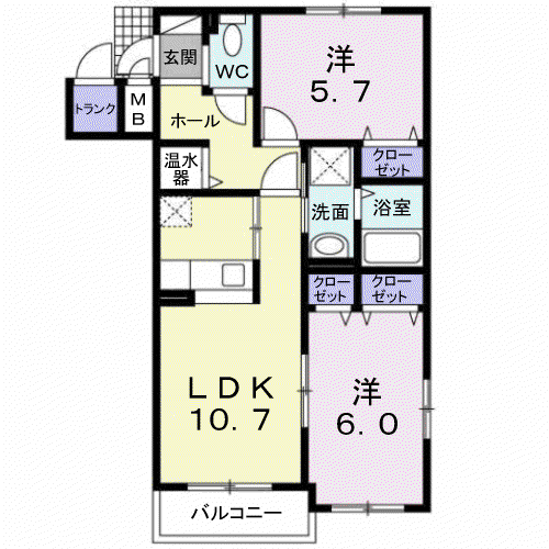 AMYII(2LDK/1階)の間取り写真