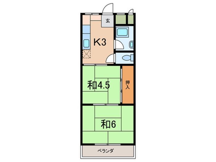 マンション幸(2K/2階)の間取り写真