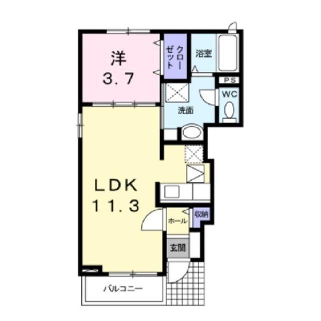 ＪＲ小海線 岩村田駅 徒歩6分 2階建 築16年(1LDK/1階)の間取り写真