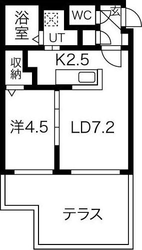 ル・コリドール平岸(1LDK/1階)の間取り写真