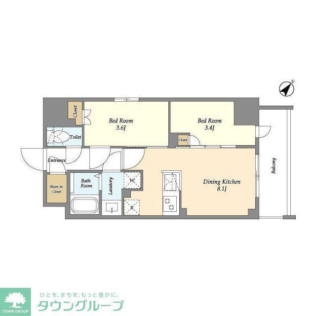 AUGUSTA RESIDENCE 新小岩(2DK/4階)の間取り写真