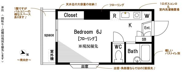 キャピタルハイツ B100(ワンルーム/1階)の間取り写真