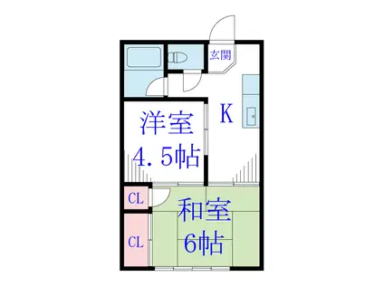 二葉ハイツ (2K/2階)の間取り写真