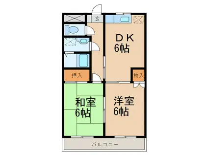 秀和マンション(2DK/2階)の間取り写真