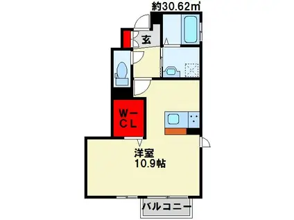 D-ROOM白銀(ワンルーム/1階)の間取り写真