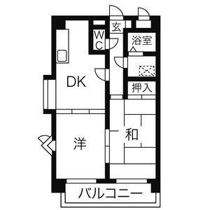 シャトー若葉(2DK/3階)の間取り写真