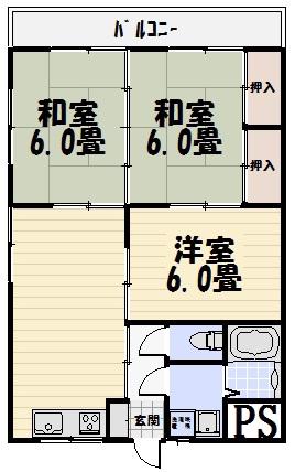 マンションクラウド(3DK/2階)の間取り写真