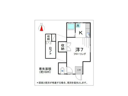 福永アパート(1K/1階)の間取り写真