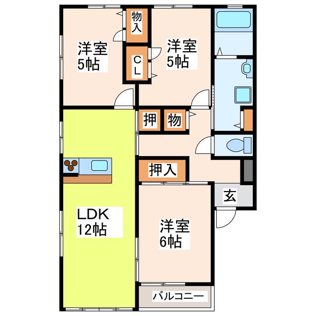 フォレストヴィラ(3LDK/2階)の間取り写真