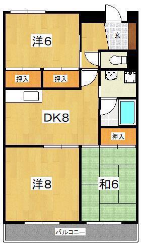 ドリームハイム奥津(3DK/3階)の間取り写真