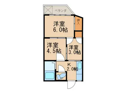 大的場マンション(3K/4階)の間取り写真