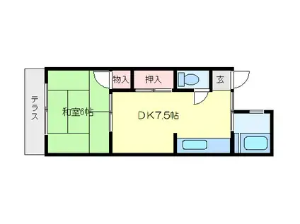 あけぼの荘(1DK/1階)の間取り写真