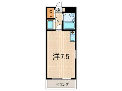 クレスト夙川(ワンルーム/1階)の間取り写真