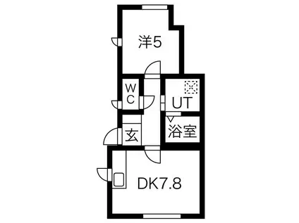 名鉄西尾線 西尾駅 徒歩29分 2階建 築1年(1DK/1階)の間取り写真