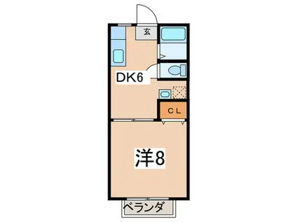 アーバンハイツI(1DK/1階)の間取り写真