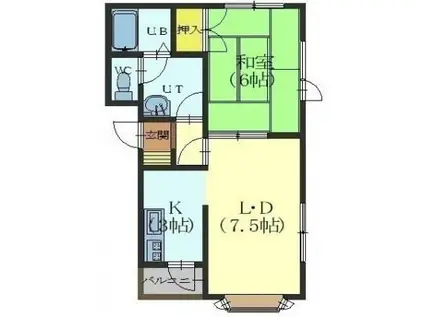 SKハウスII(1LDK/2階)の間取り写真