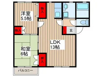 ノイエA(2LDK/2階)の間取り写真