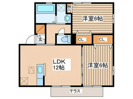 ウィンド東海岸(2LDK/1階)の間取り写真