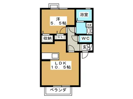 SARRYSIO・三本柳(1LDK/2階)の間取り写真