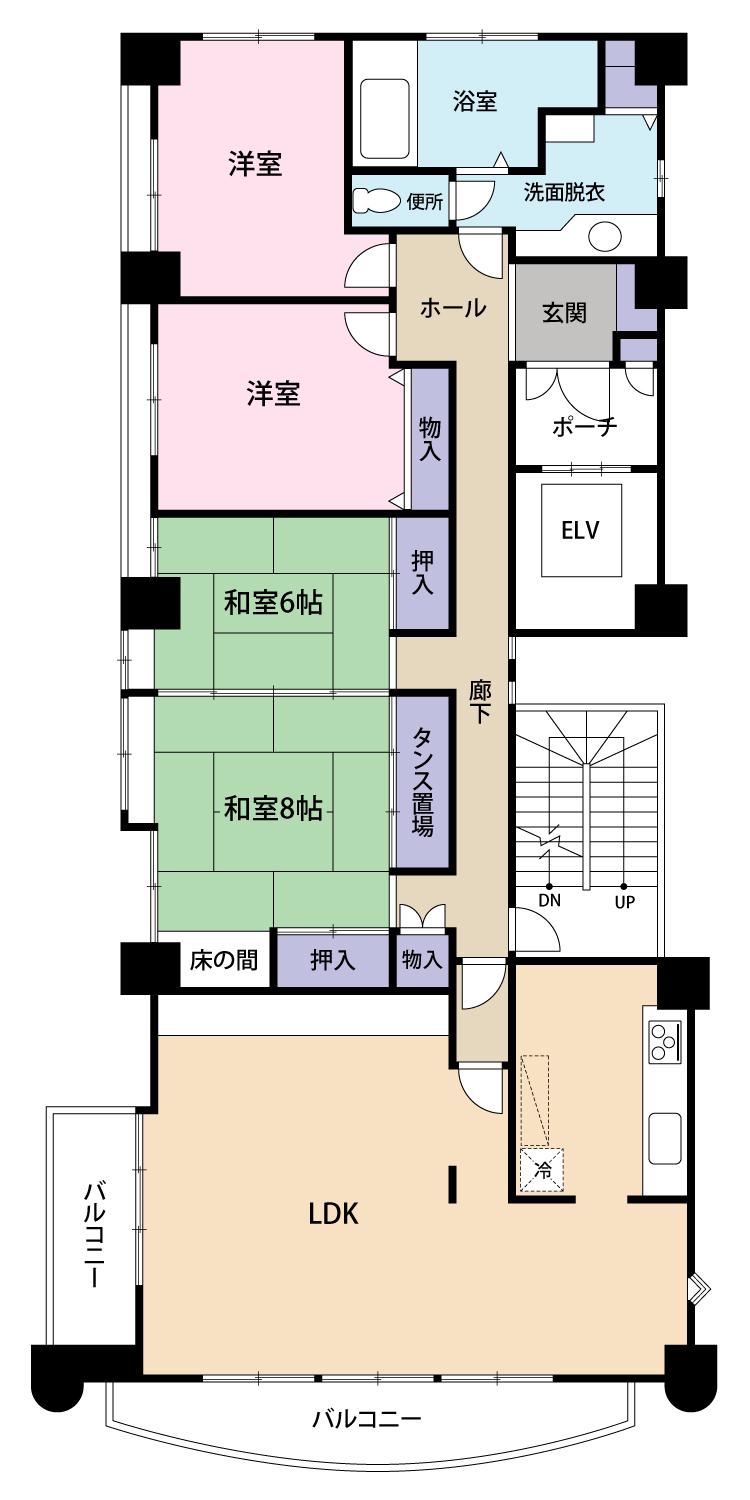 冨山ビル(3LDK/6階)の間取り写真