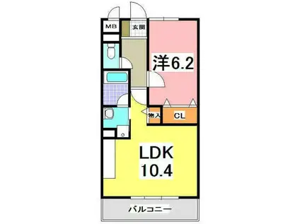 コージーコート 三木市平田(1LDK/3階)の間取り写真