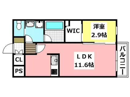 ルシア長野東(1LDK/2階)の間取り写真
