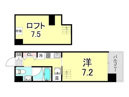 SANKOグランフーテージ(1K/6階)の間取り写真