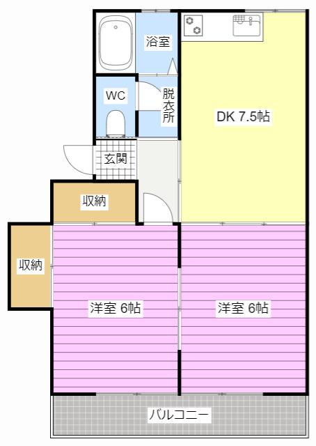 ストークハイムI(2DK/1階)の間取り写真
