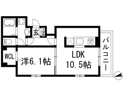 エクラ宝塚(1LDK/2階)の間取り写真