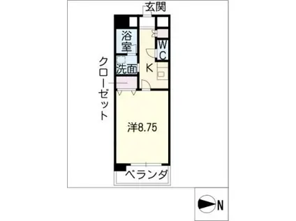 CASTLE HILLS 柳ケ瀬(1K/11階)の間取り写真