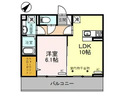 D-ROOM連取町(1LDK/2階)の間取り写真
