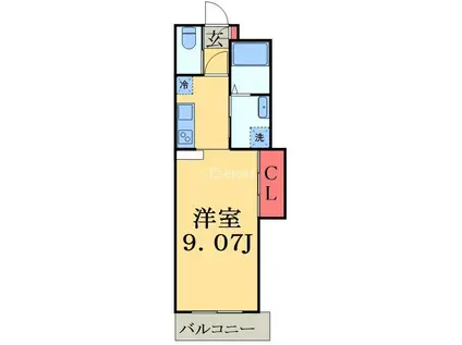 ベルデュール神代千葉(1K/3階)の間取り写真