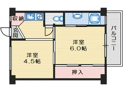 ビレッジハウス西町 3号棟(1DK/3階)の間取り写真