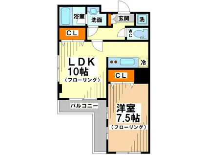 SAKURAマンション(1LDK/1階)の間取り写真