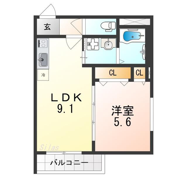 フジパレスあびこ駅東II番館(1LDK/2階)の間取り写真