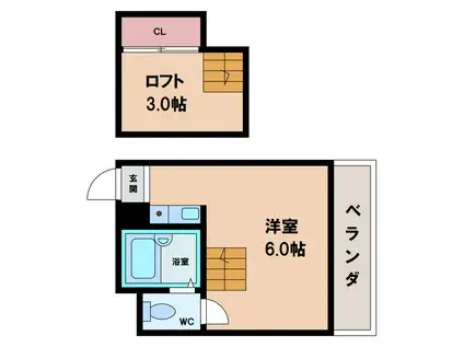 シルクロード勝山II(1K/5階)の間取り写真