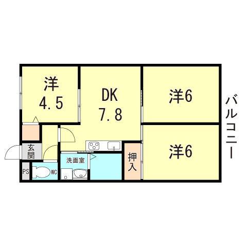 近藤マンション(3DK/1階)の間取り写真