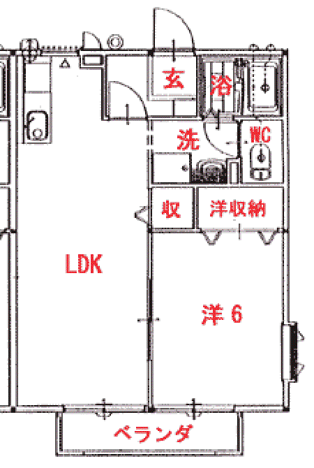 アムール(1LDK/1階)の間取り写真